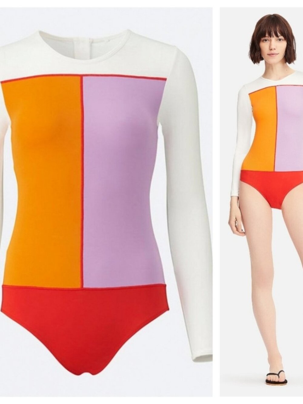 Uniqlo x Tomas Maier Long Sleeve Rash Guard Swimsuit Colorblock M NWT